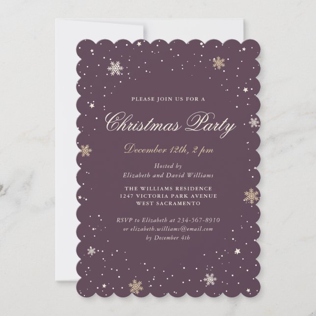 Elegant Purple Christmas Party Invitation (Front)