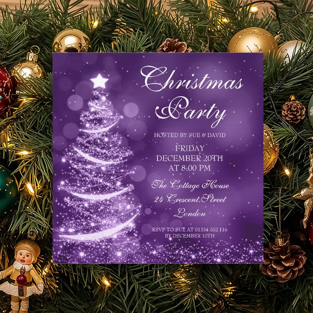 Elegant Purple Christmas Party Sparkle Invitation (Elegant Purple Christmas Party Sparkle Invitation)