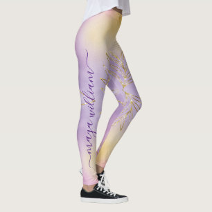 Elegant Purple Christmas Personalised Monogram  Leggings