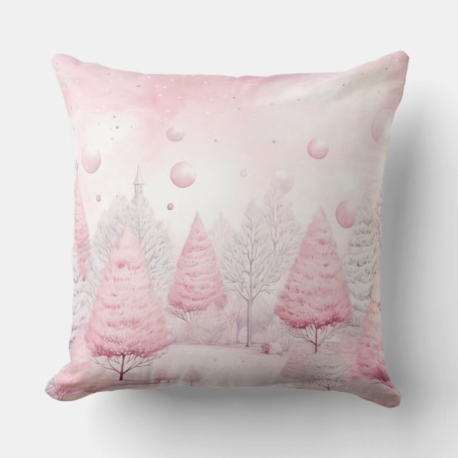 Elegant Purple Christmas Throw Pillow  (Front)