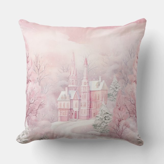 Elegant Purple Christmas Throw Pillow  (Front)