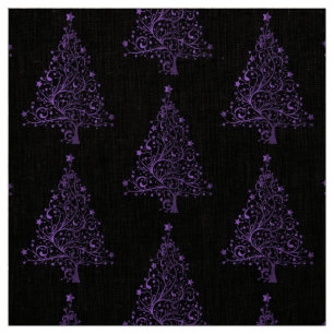 Elegant Purple Christmas Tree Pattern Seasonal Fabric