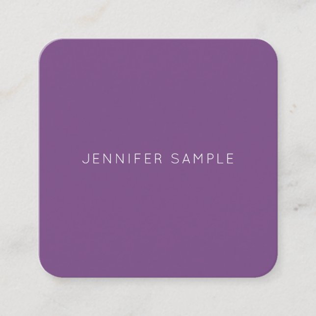 Elegant Purple Colour Professional Minimalistic Square Business Card (Front)