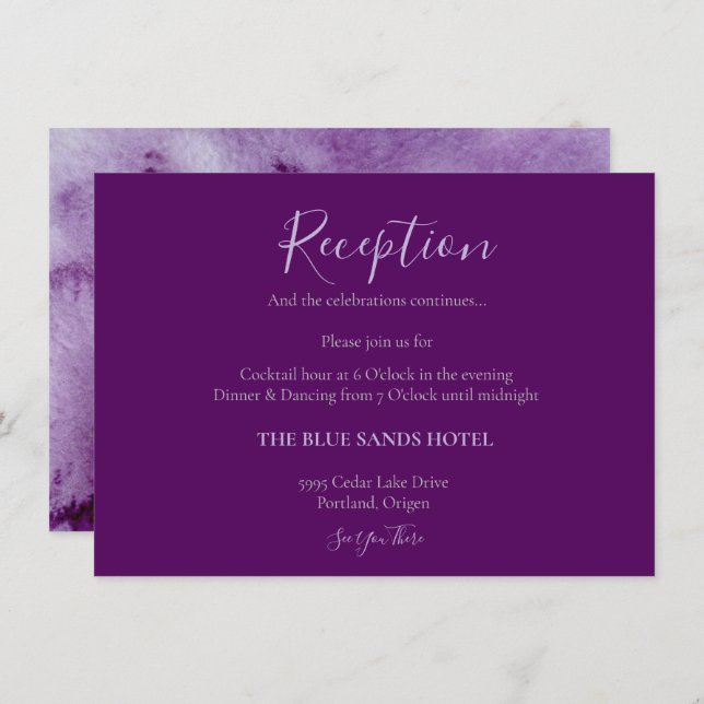 Elegant Purple Colour Wash Ultra Violet Reception Enclosure Card (Front/Back)