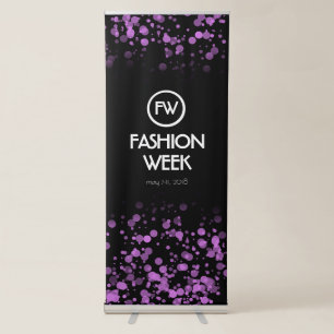 Elegant Purple Confetti Fashion Week Announcement Retractable Banner