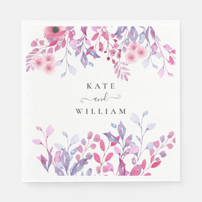 Elegant Purple Country Wildflowers Floral Napkin (Front)