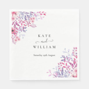 Elegant Purple Country Wildflowers Watercolor  Napkin