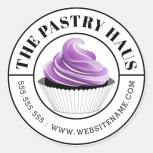Elegant Purple Cupcake Curved Text Box Seals