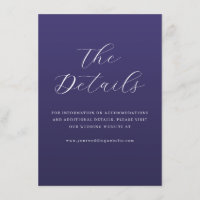 Elegant Purple Cursive Wedding Details Card