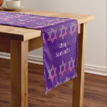 Elegant Purple CUSTOMIZABLE | Star of David Short Table Runner<br><div class="desc">Modern purple STAR OF DAVID Table Runner, showing with colourful Star of David in a tiled pattern. At both ends there is CUSTOMIZABLE TEXT which you can personalise with your own greeting or add your name. This is a minimalist, simple elegant design, suitable for Jewish holidays and celebrations, such as...</div>