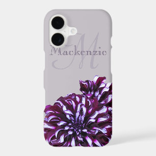 Elegant purple dahlia flowers monogram custom name
