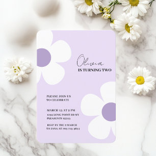 Elegant Purple Daisy Spring Birthday  Invitation