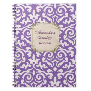 Elegant Purple Damask Genealogy Notebook