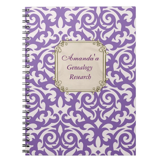 Elegant Purple Damask Genealogy Notebook (Front)