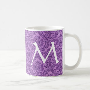 Elegant PURPLE Damask Monogram Mug