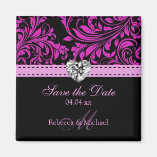 Elegant Purple Damask Save the Date Magnets