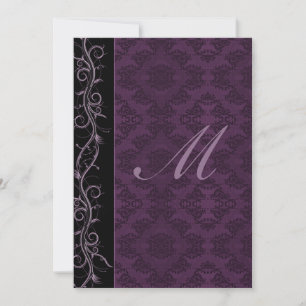 Elegant Purple Damask Wedding Invitation