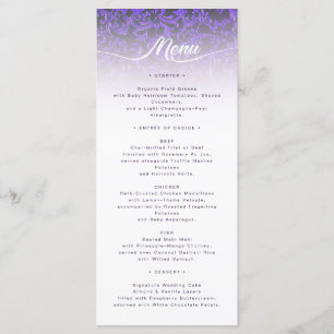 Elegant Purple Damask Wedding Menu Card