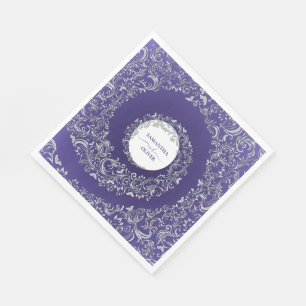 Elegant Purple Damask Wedding Napkin