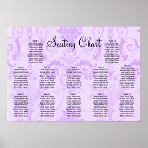 Elegant Purple Damask Wedding Reception Seating Poster