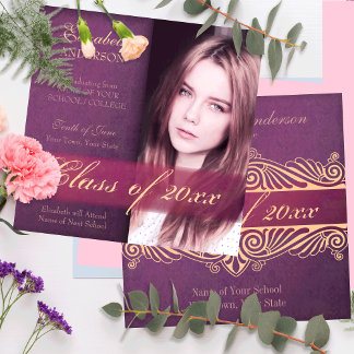 Elegant Purple Daughter's Graduation Announcement