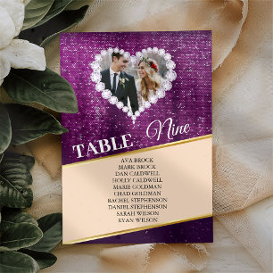 Elegant Purple Diamonds Photo Seating Chart Card