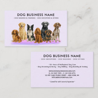 Elegant Purple Dog Pet Groomer Business Card