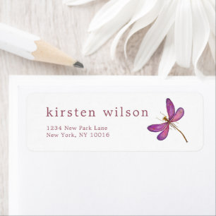 Elegant Purple Dragonfly Return Address