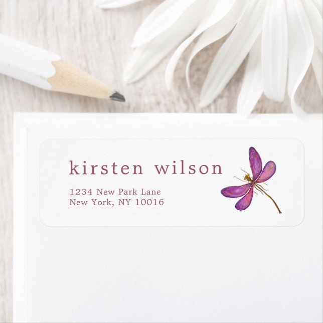 Elegant Purple Dragonfly Return Address (Insitu)