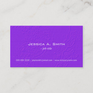 Elegant purple embroidered floral fabric texture business card