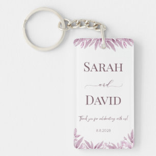 Elegant Purple Eucalyptus Wedding Gift Key Ring