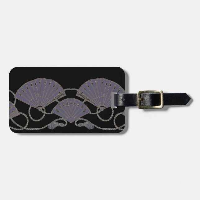 Elegant Purple Fan Luggage Tag (Front Horizontal)