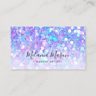 Elegant Purple Faux Glitter Makeup Artist QR Code Business Card