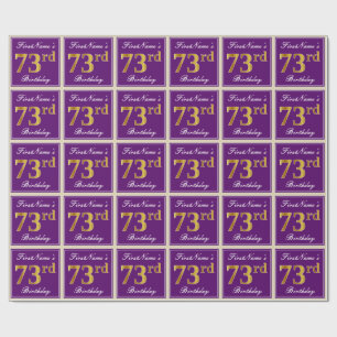 Elegant, Purple, Faux Gold 73rd Birthday + Name Wrapping Paper