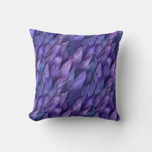 Elegant purple feathers pattern cushion