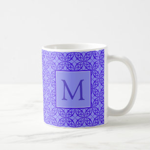 Elegant Purple Filigree Pattern Monogram Coffee Mug