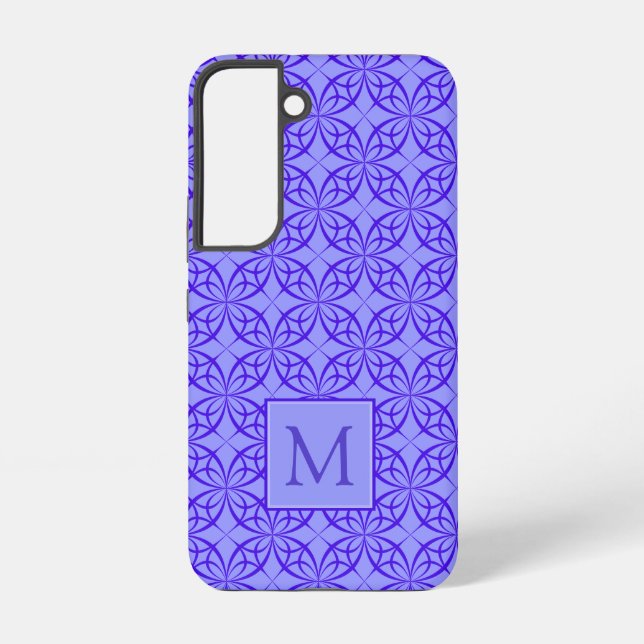 Elegant Purple Filigree Pattern Monogram Samsung Galaxy S22 Case (Back)