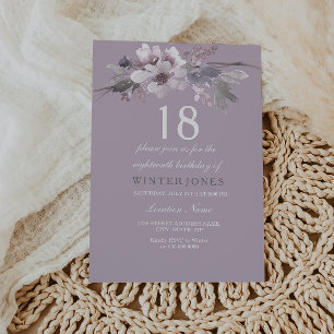 Elegant Purple Floral 18th Birthday Party Invite