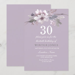 Elegant Purple Floral 30th Birthday Party Invite