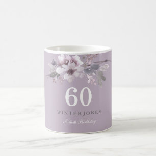 Elegant Purple Floral 60th Birthday Party Gift Coffee Mug