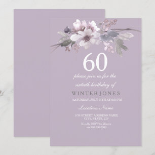 Elegant Purple Floral 60th Birthday Party Invite