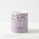 Elegant Purple Floral 70th Birthday Party Gift Coffee Mug<br><div class="desc">Elegant Purple Floral 70th Birthday Party Gift
Coffee Cup / Mug perfect for a gift or to use at your birthday party to give our to guests as a reminder for the special day.
For the collection visit the Niche and Nest store Design courtesy of: https://www.etsy.com/shop/SmallHouseBigPony</div>