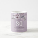 Elegant Purple Floral 80th Birthday Party Gift Coffee Mug<br><div class="desc">Elegant Purple Floral 80th Birthday Party Gift
Coffee Cup / Mug perfect for a gift or to use at your birthday party to give our to guests as a reminder for the special day.
For the collection visit the Niche and Nest store Design courtesy of: https://www.etsy.com/shop/SmallHouseBigPony</div>