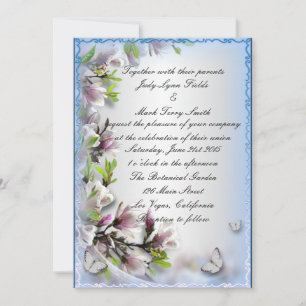 Elegant Purple Floral And Butterfly Invitation