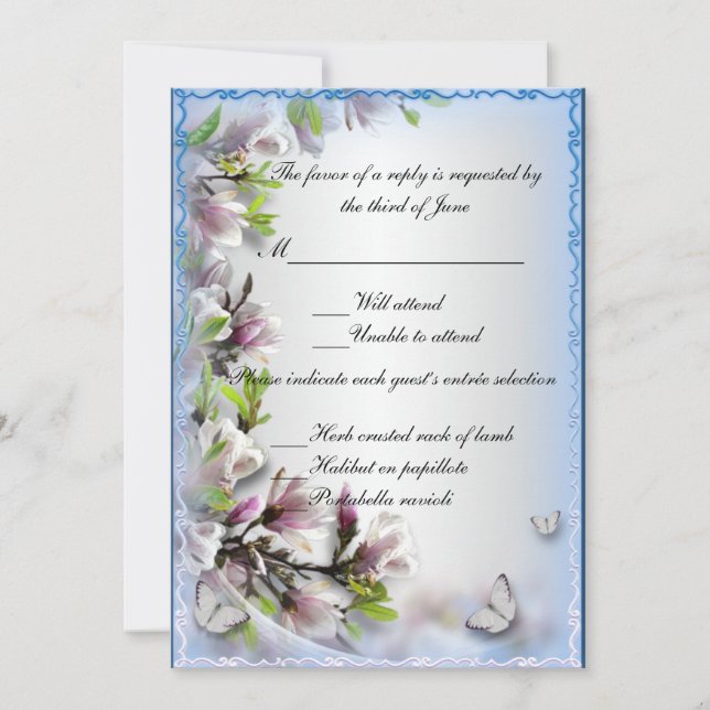 Elegant Purple Floral And Butterfly Response Card (Front)
