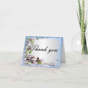 Elegant Purple Floral And Butterfly Thank You Card