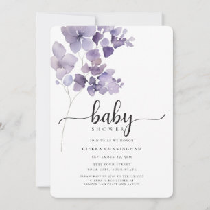 Elegant Purple Floral Baby Shower Invitation