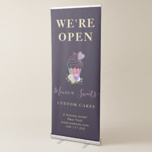 elegant purple floral bakery business retractable banner