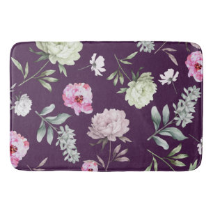 Elegant Purple Floral  Bath Mat