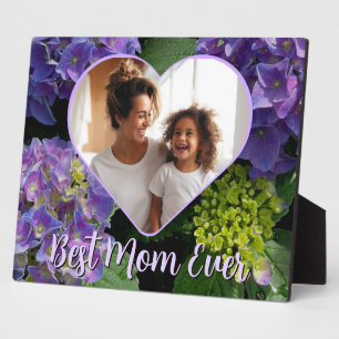 Elegant purple floral Best Mom Ever photo template Plaque
